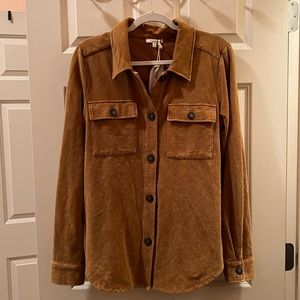 Mystree mustard yellow long sleeve button up cotton jacket